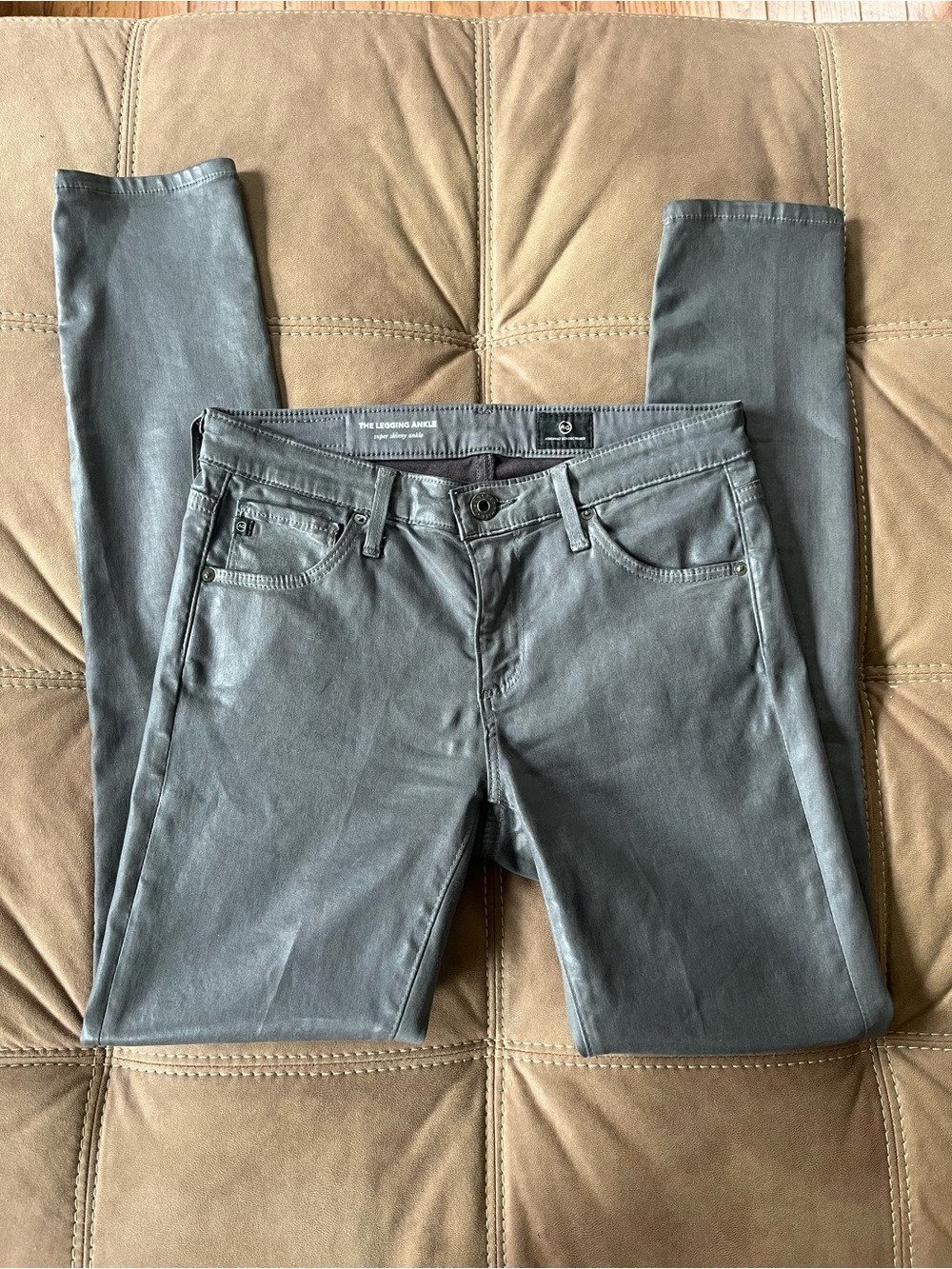 AG Adriano Goldschmied Coated Leatherette Legging Ankle Jeans size 25
